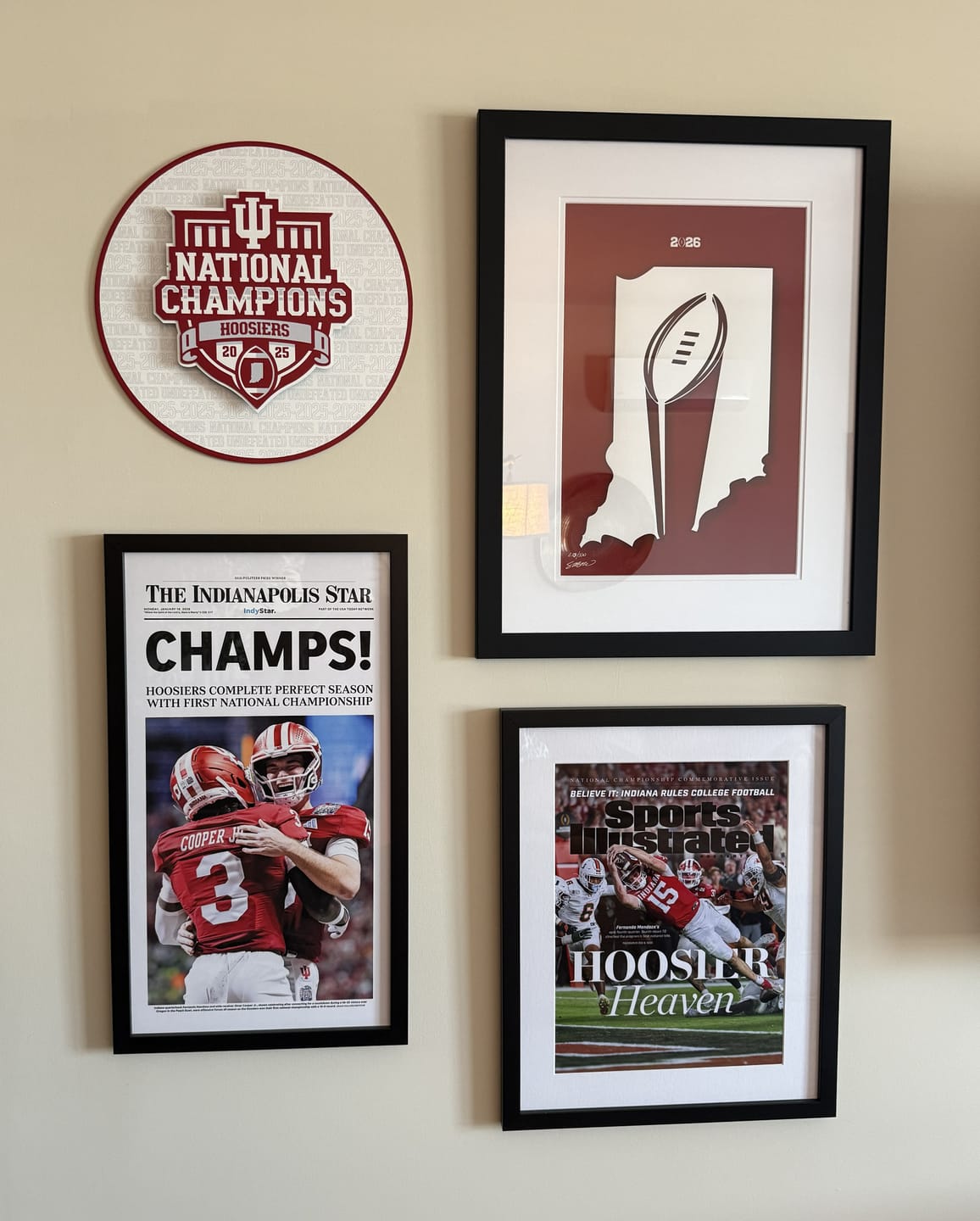 Customer photo review of Indiana Hoosiers Official 2025 National Champions Craft Series 3D Embossed Metal Wall Art