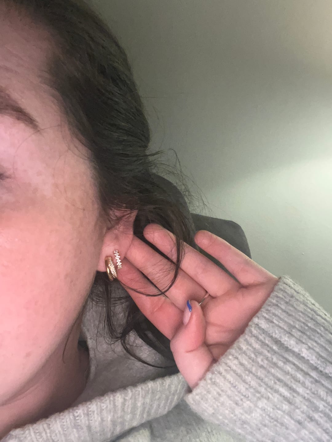 Customer photo review of Duo Layered Hoops & Flora Crystal Hoops Stacking Set in Gold
