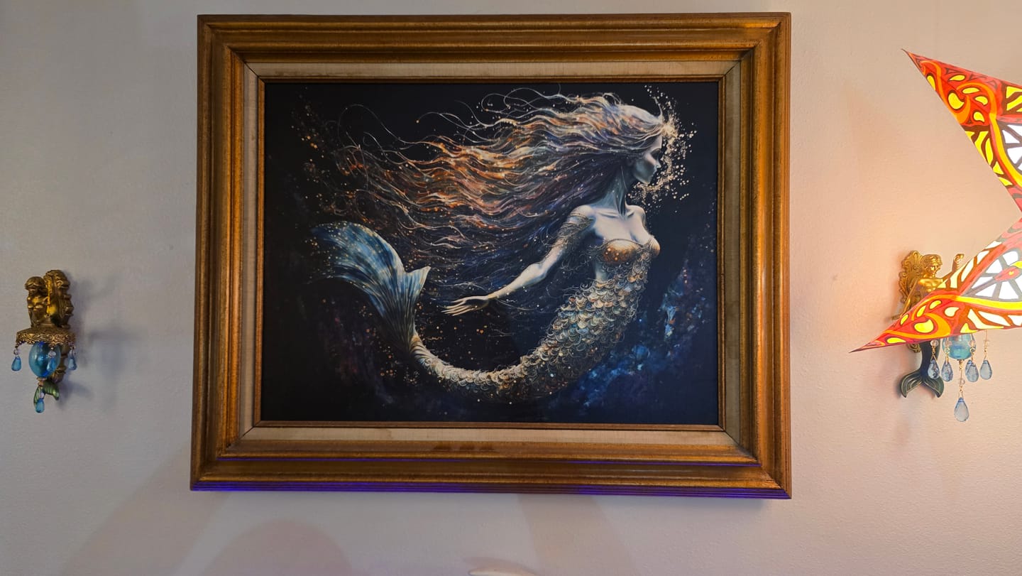Customer photo review of Mermaid Canvas Wall Art, Abstract Mermaid Decor, Mermaid Canvas Print, Mermaid Wall Decor, Mermaid Art, Kids Room Decor, Fantasy Art