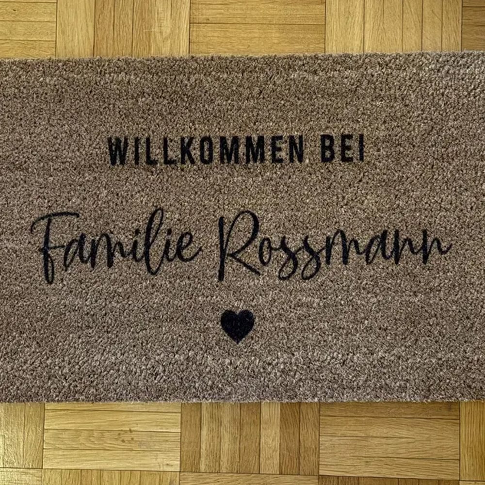 Customer photo review of Fußmatte aus Kokos personalisierbar – Willkommen bei Familienname mit Herz