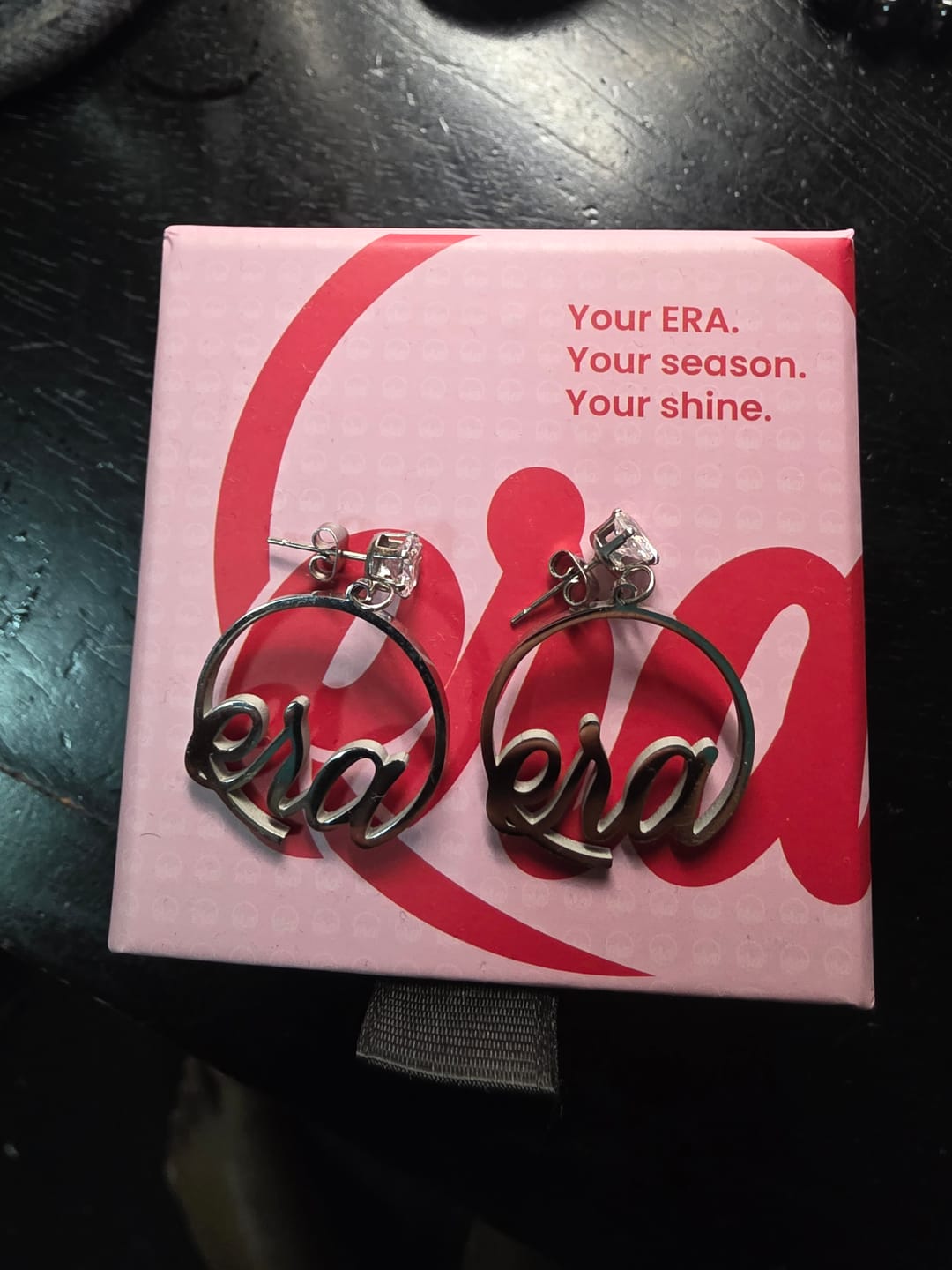 Customer photo review of Silver Era Halo Mini Drop Hoops ✨