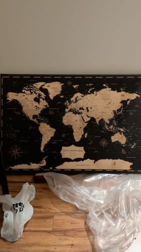 Customer photo review of Pinnable World Journey Map • Rustic Gold