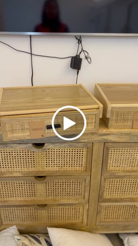 Customer video review of PITEA - Table de chevet murale en bois et rotin naturel