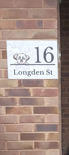 Customer photo review of House number marble look - Personalised Door Sign