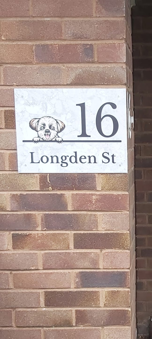 Customer photo review of House number marble look - Personalised Door Sign