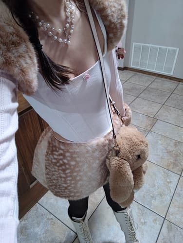 Customer photo review of My True Form Fawn Fur Bolero Cardigan
