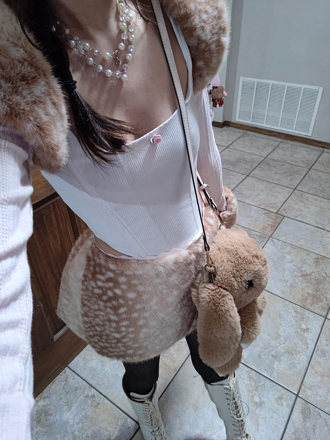 Customer photo review of My True Form Fawn Fur Bolero Cardigan