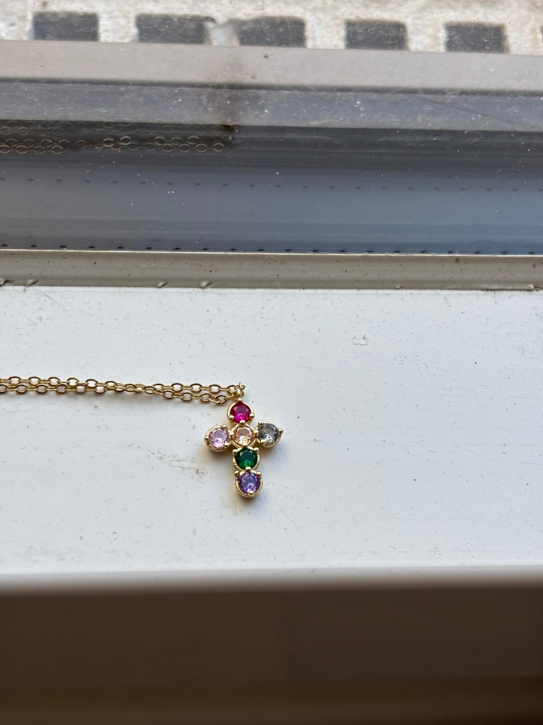 Customer photo review of Collier Croix Joseph Multicolore - Argent 925 Plaqué Or