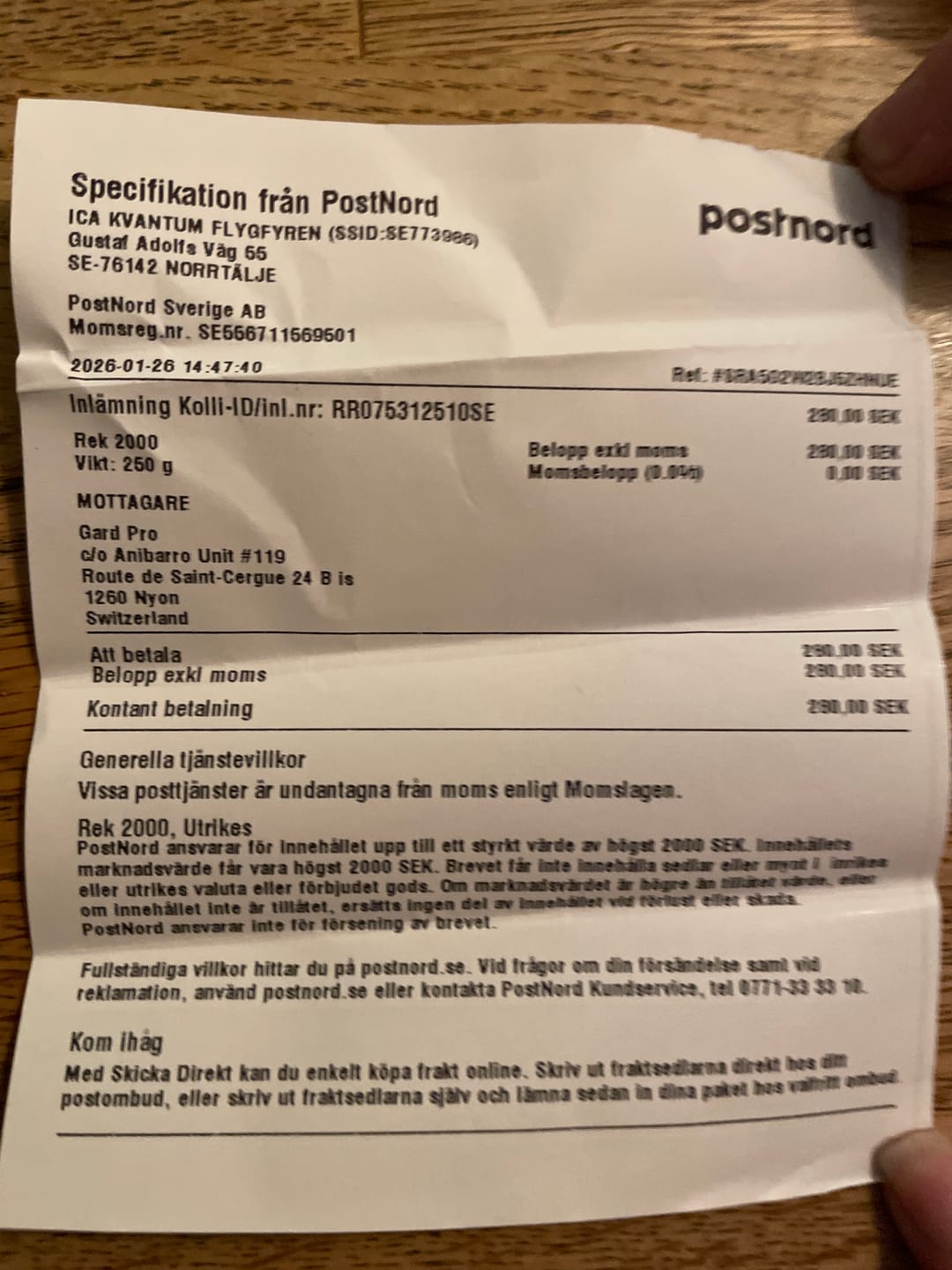 Customer photo review of Fraktförsäkring