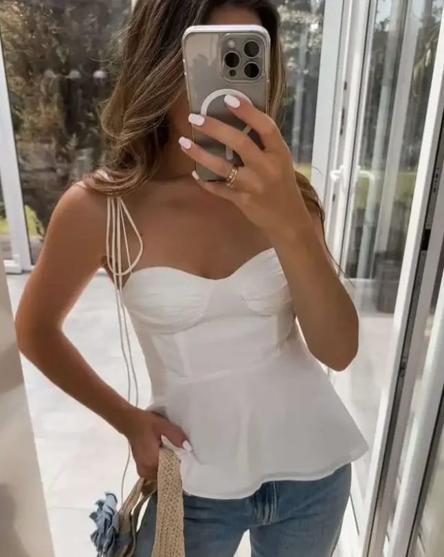 Customer photo review of Jada Peplum Corset Cami Top