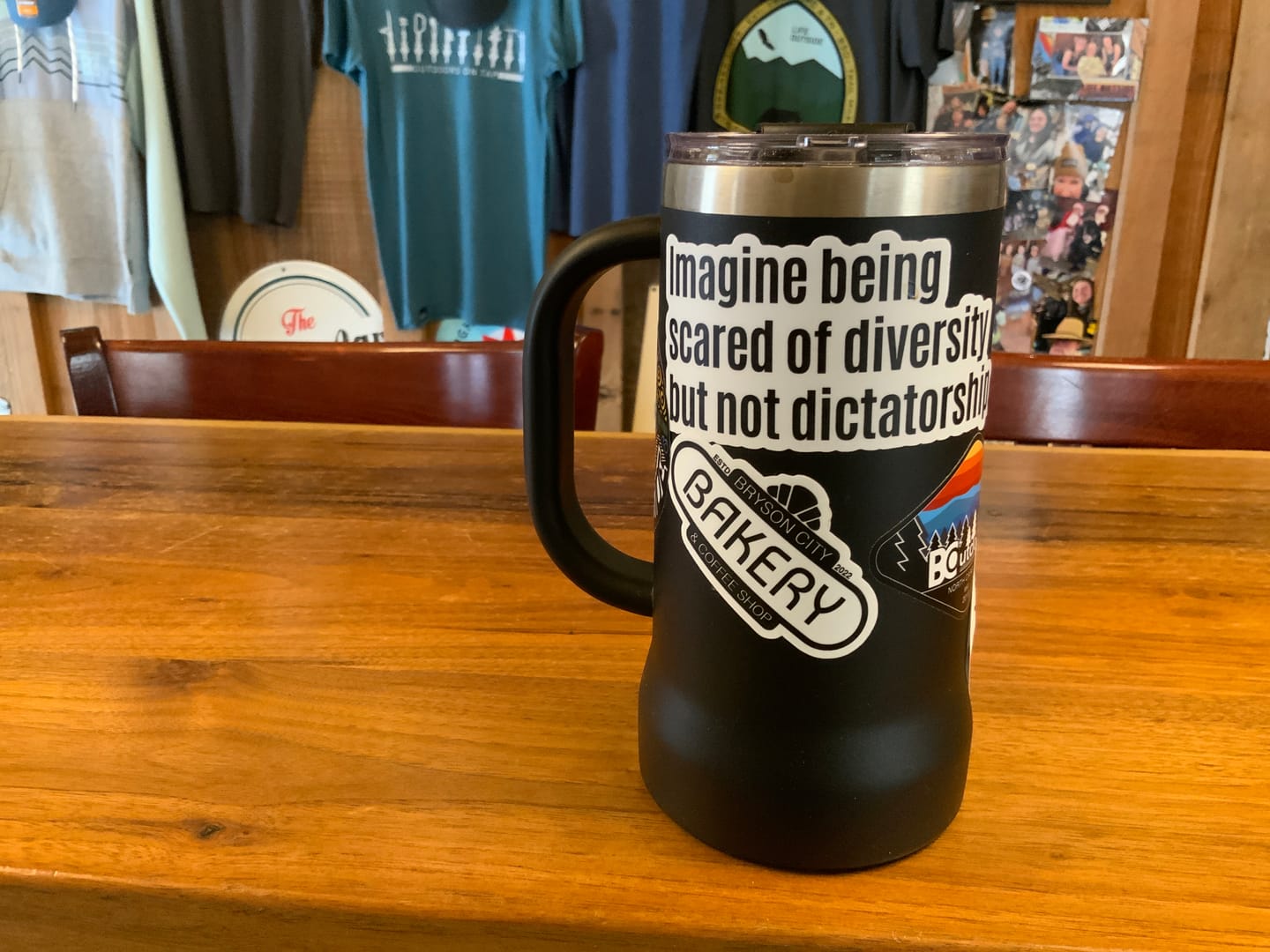 Customer photo review of Imagine Hating *Equality* Because It Exposes Your Mediocrity Black/White Die Cut STICKER