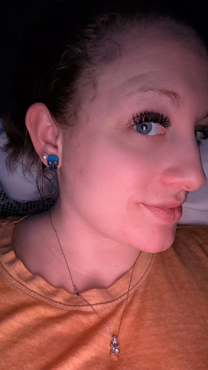 Customer photo review of Faux Pearl Studs