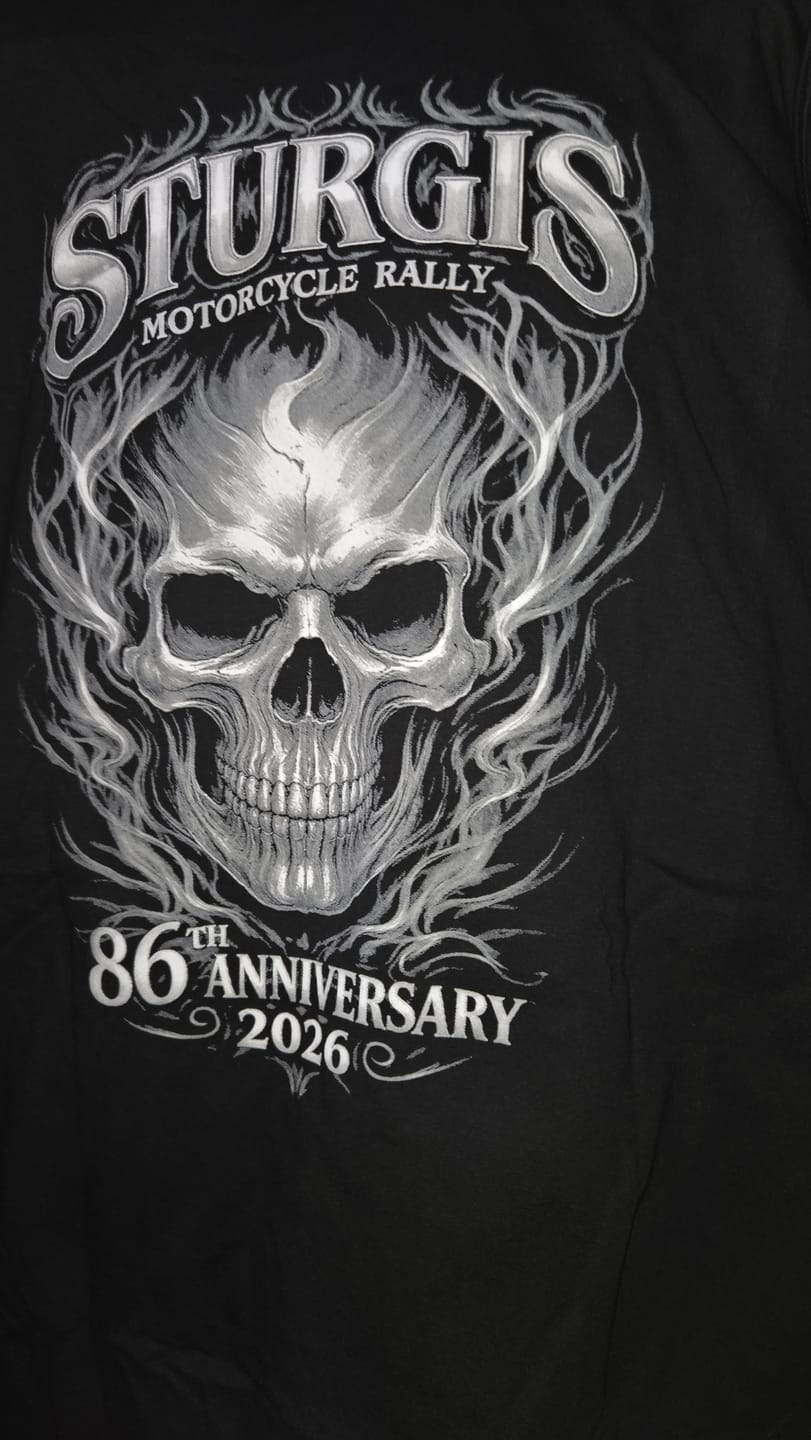 Customer photo review of 2026 Sturgis Motorcycle Rally Smokey Skull T-shirt - 86th Anniversary