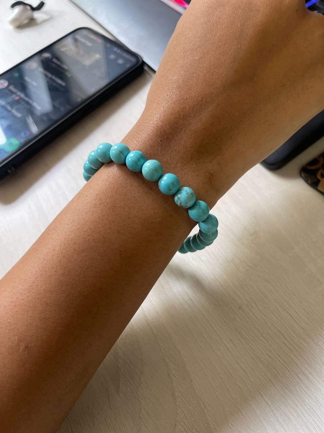 Customer photo review of Firoza Turquoise Crystal Bracelet — Premium Vastu Remedy Stone of Protection for Good Luck & Prosperity