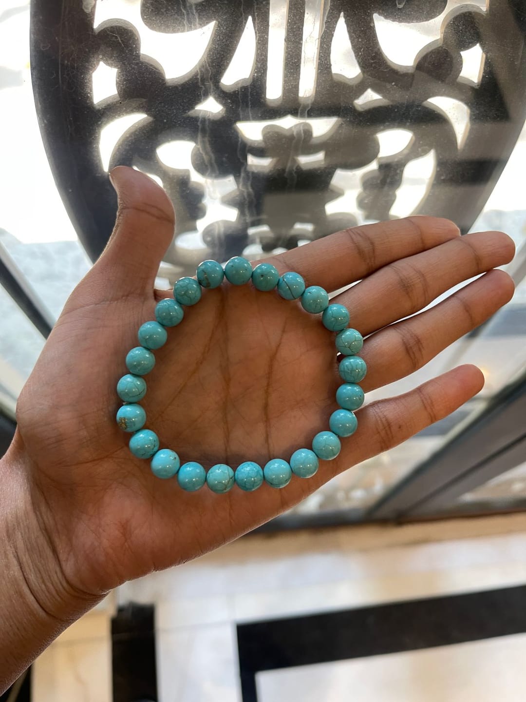 Customer photo review of Firoza Turquoise Crystal Bracelet — Premium Vastu Remedy Stone of Protection for Good Luck & Prosperity