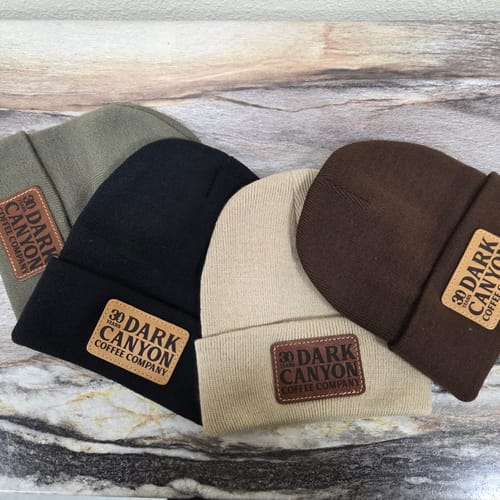 Customer photo review of Custom Leather Patch Beanie
