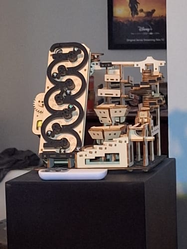 Customer photo review of The Celestial Ladder Electric Kinetic Rolling Ball Maze 3D Wooden Puzzle