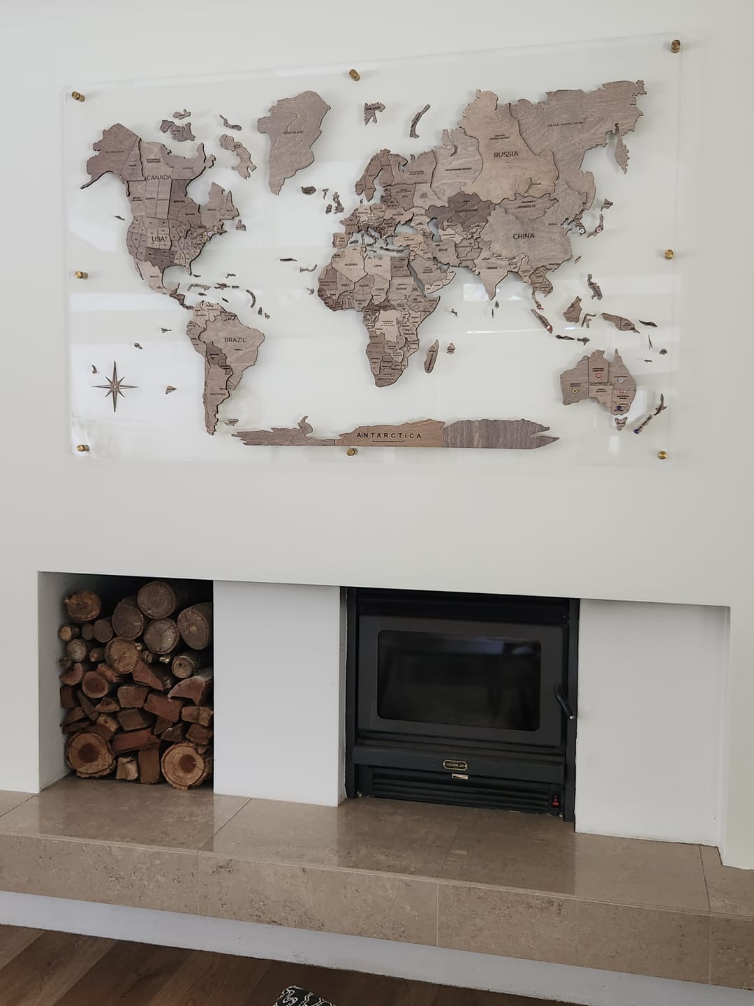 Customer photo review of 3D Wooden World Map Terra