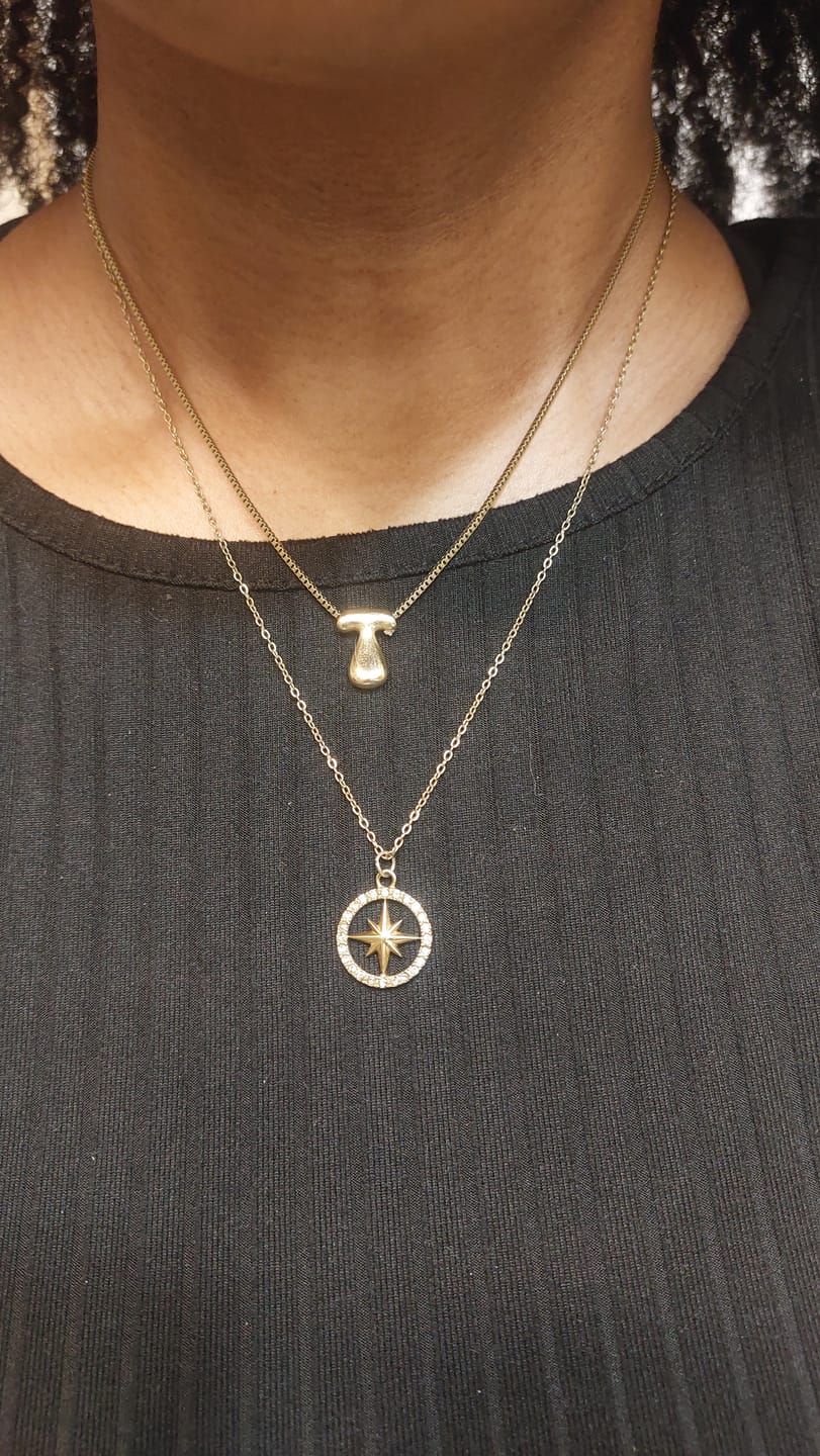 Customer photo review of Bubble Letter Necklace