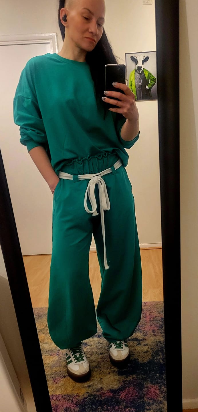 Customer photo review of Green Oversized Sweat Set with Open Back