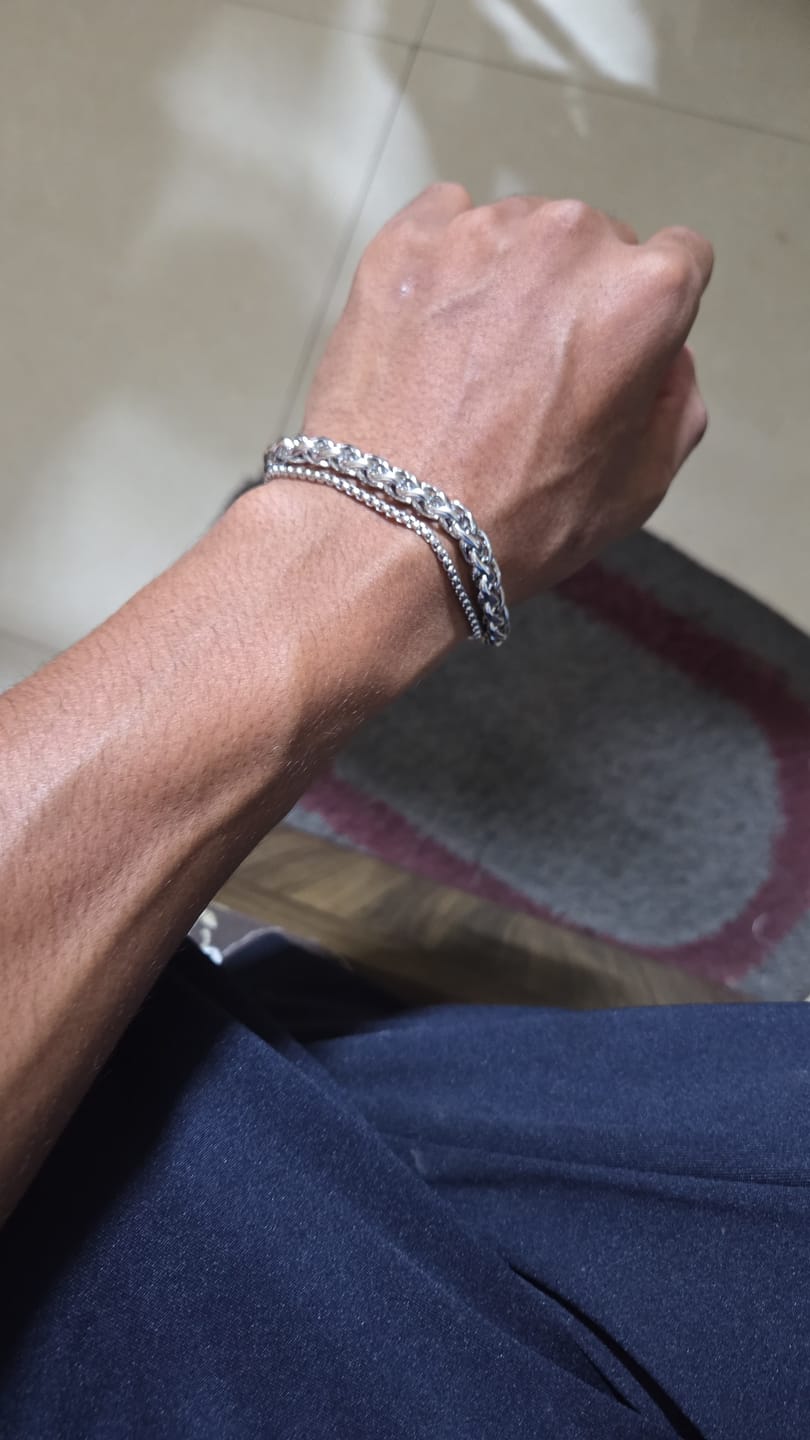 Customer photo review of Layered Silver Bracelet