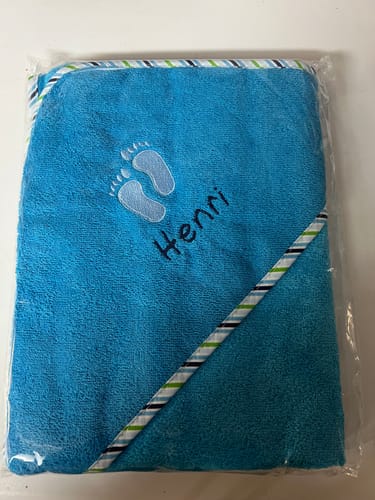 Customer photo review of Wolimbo Jungen Kapuzenhandtuch mit Namen und Motiv