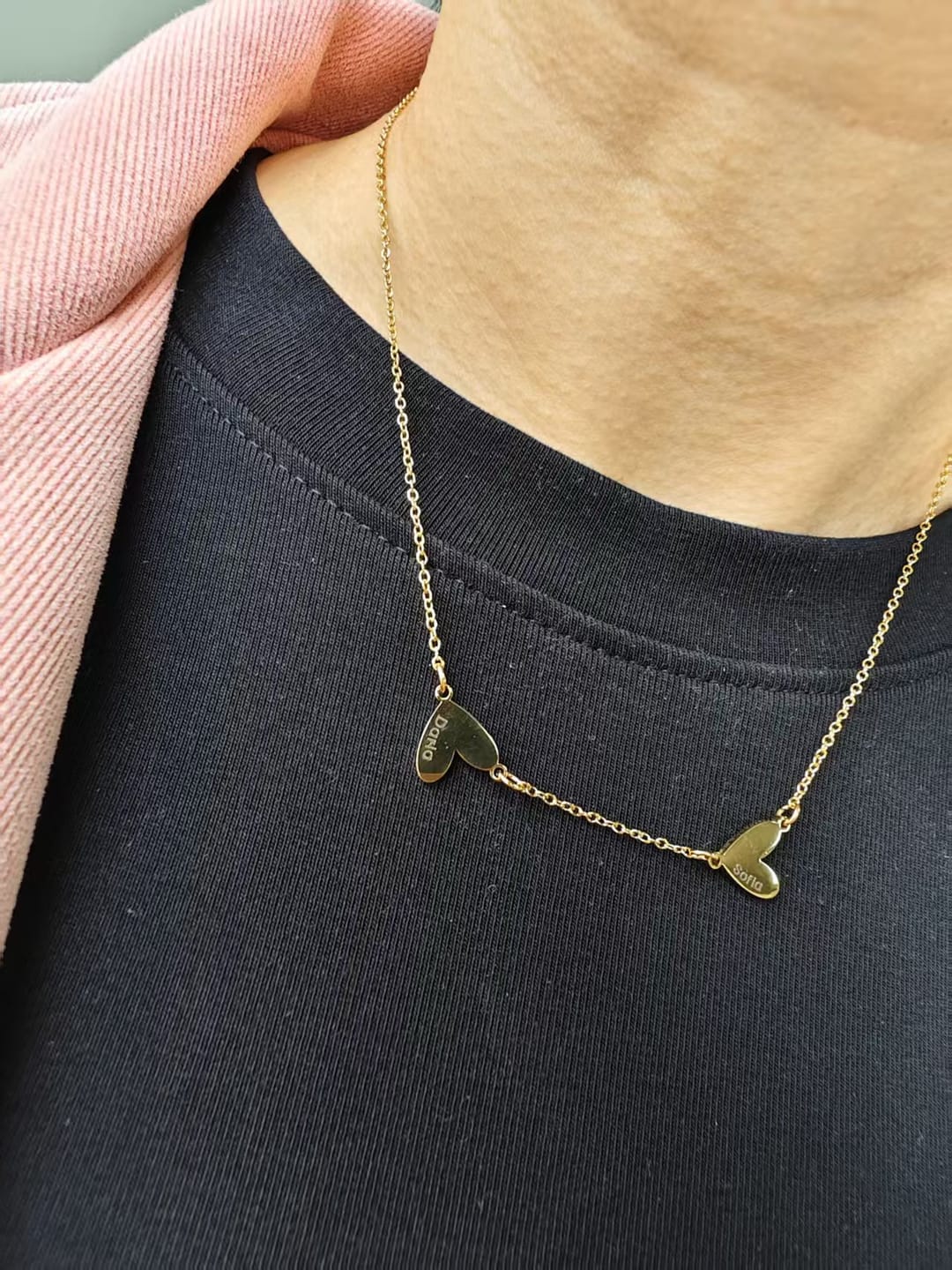 Customer photo review of Colar em Coração Gravado Personalizado