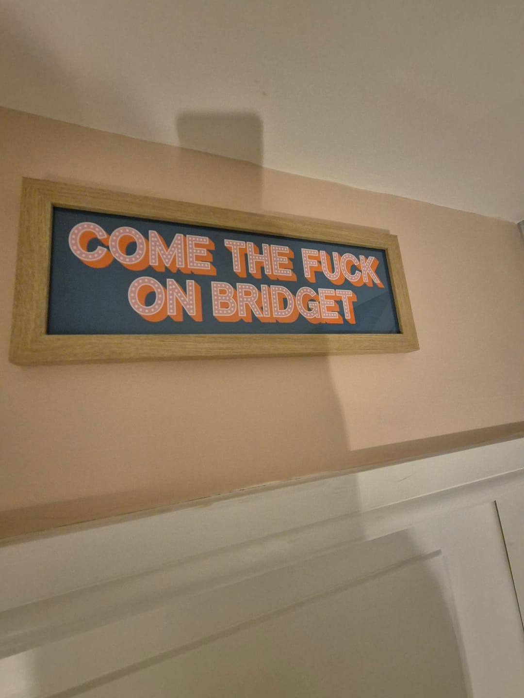 Customer photo review of Come The Fuck On Bridget Framed Print