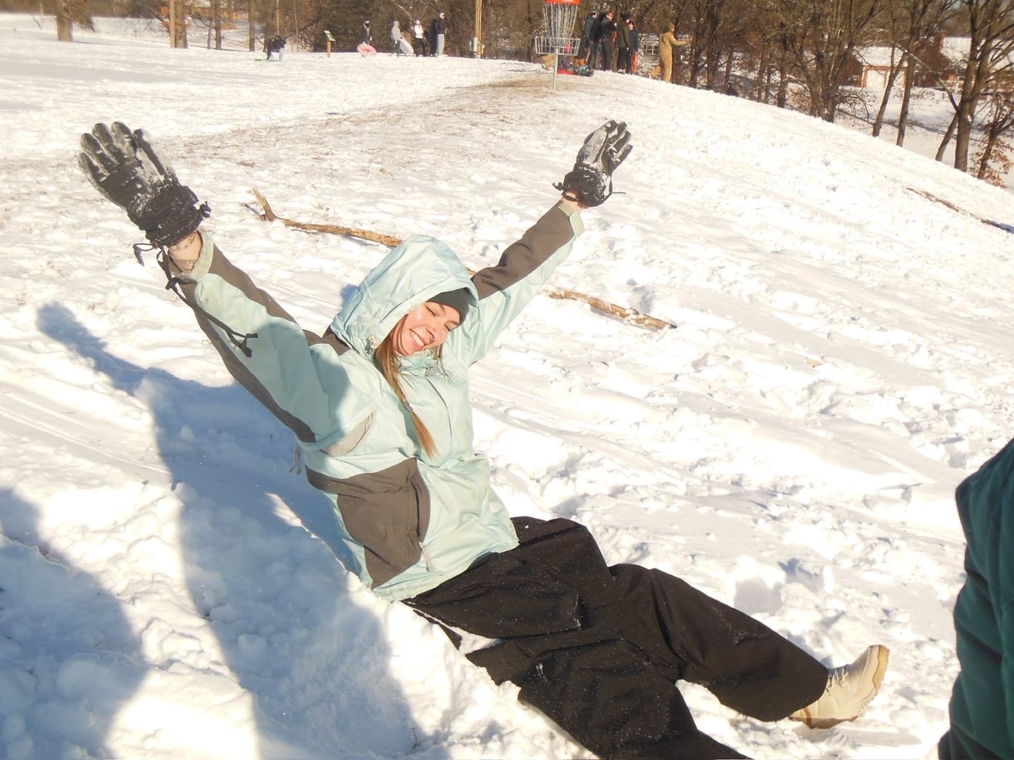 Customer photo review of Women's Black Baggy Drawstring Durable Snow Pants