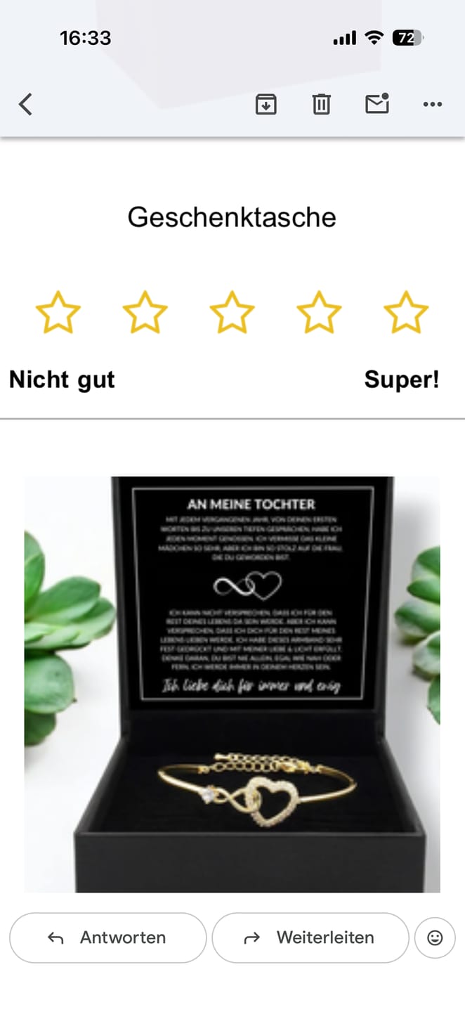 Customer photo review of An Meine Tochter – Ewigkeit Liebe Armband