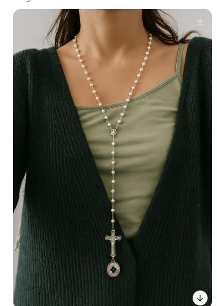Customer photo review of Chapelet en perles blanches nacrées et Argent 925