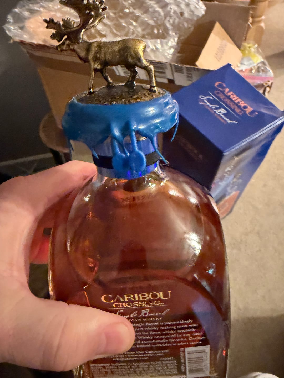 Customer photo review of Caribou Crossing Single Barrel Canadian Whisky W/ Gift Box