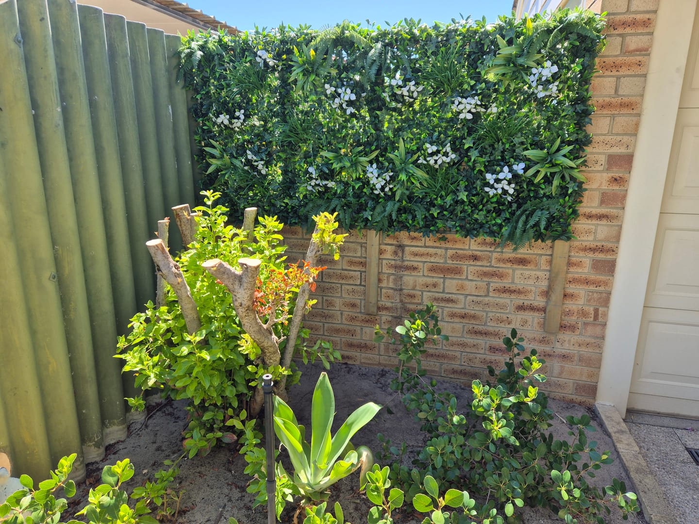 Customer photo review of Flowering White Jasmine Fake Green Wall / Artificial Vertical Garden 1m x 1m UV Resistant
