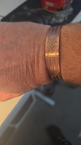Customer photo review of Mens Masonic Bangle Pure Copper  Bracelet - Magnetic