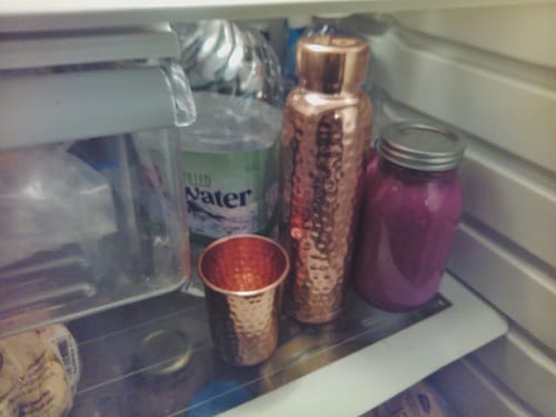 Customer photo review of Hammered Copper Gift Set - 2 Bottles & 2 Mugs