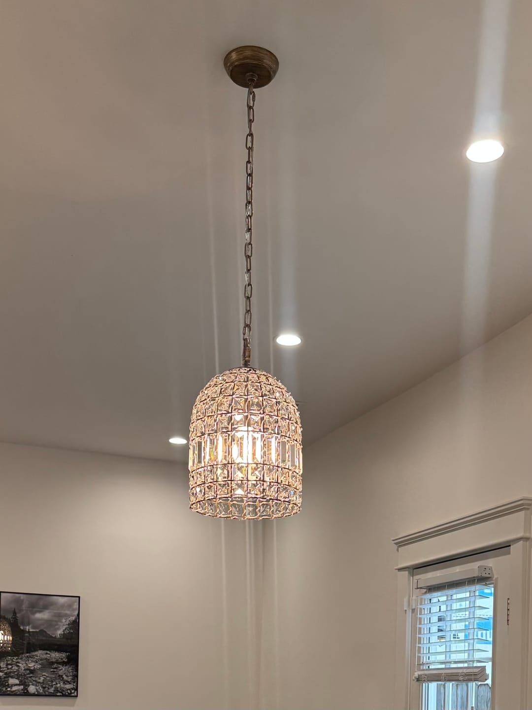 Customer photo review of French Antique Brass Crystal Cage Chandelier