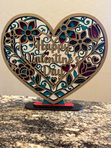 Customer photo review of Valentine Hear Standing Laser Cut Svg File