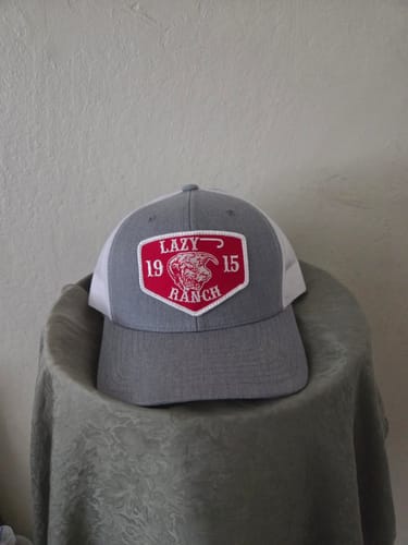 Customer photo review of Lazy J Ranch Heather & White Red Ranch Mid Profile Trucker Hat