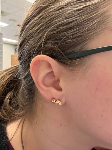 Customer photo review of Tiny Daisy Earrings