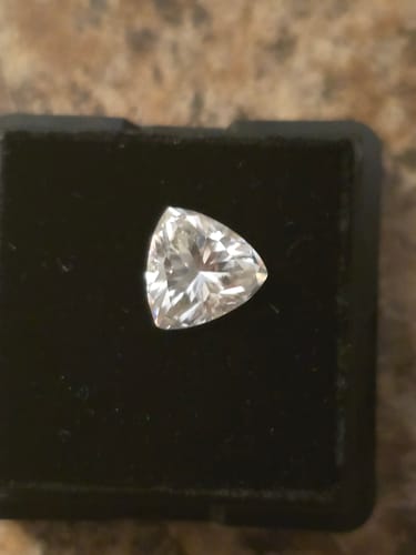 Customer photo review of Trillion Cut Certified Moissanite Loose Stone VVS D
