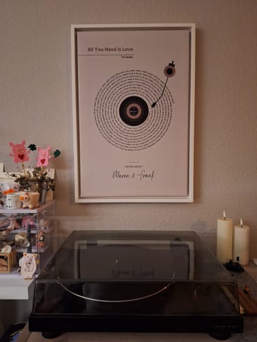 Customer photo review of Personalisierte Leinwand – Retro-Vinyl-Songtexte