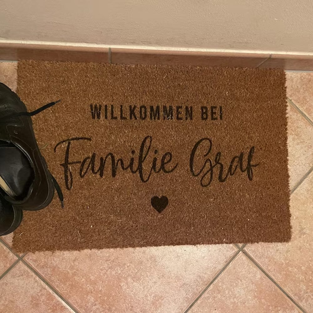 Customer photo review of Fußmatte aus Kokos personalisierbar – Willkommen bei Familienname mit Herz