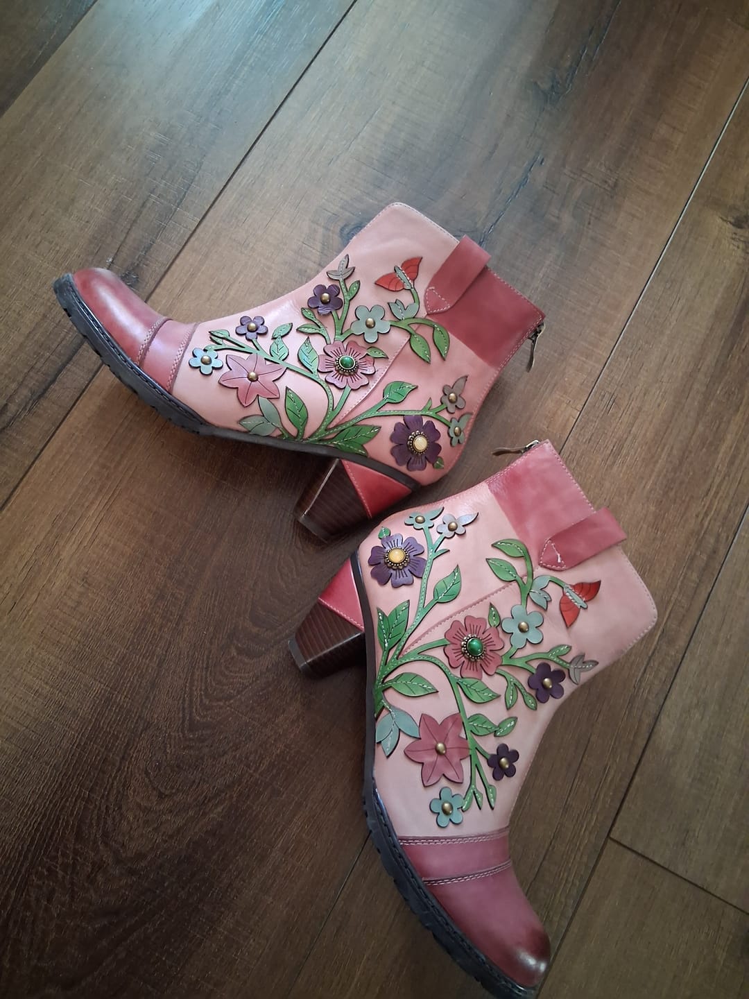 Customer photo review of Grace Blossom Pink Ankle Boots