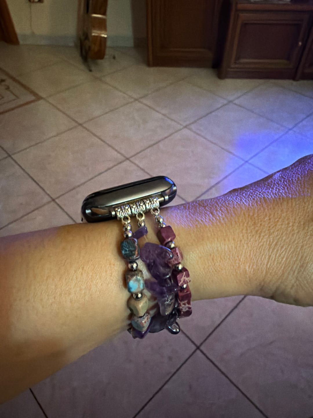 Customer photo review of Royal Amethyst Stretch Apple Watch Strap