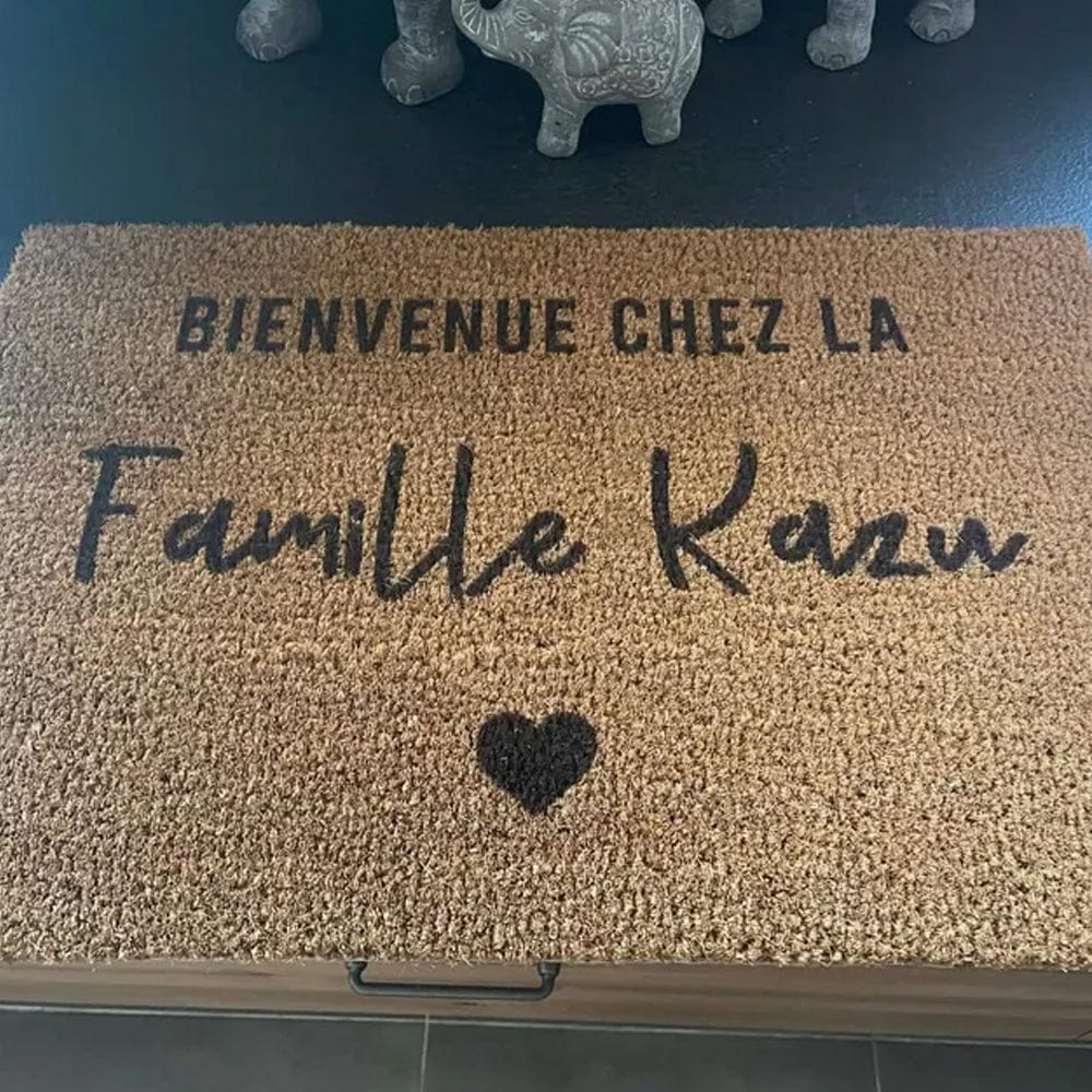 Customer photo review of Fußmatte aus Kokos personalisierbar – Willkommen bei Familienname mit Herzschrift