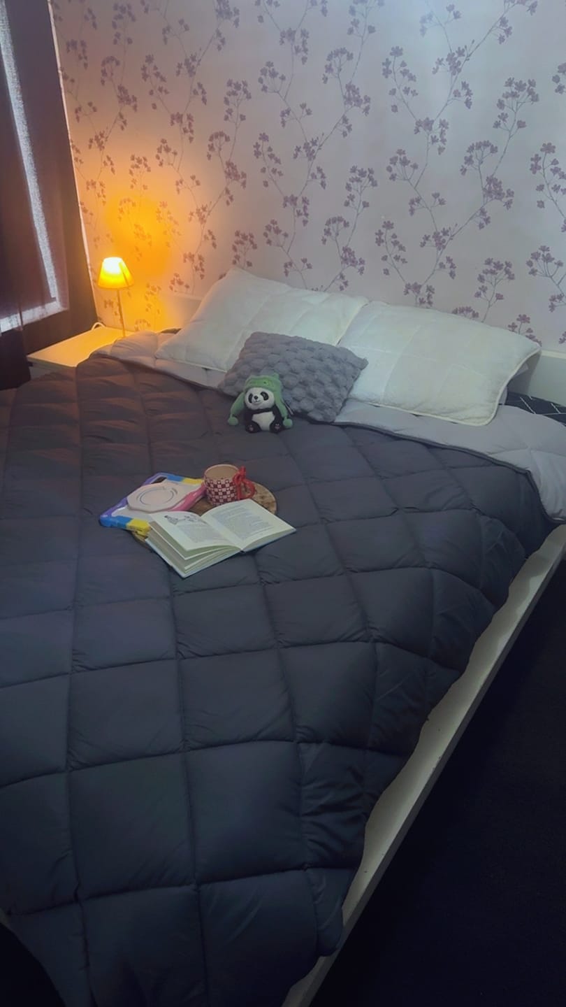 Customer photo review of Dekbed Zonder Overtrek Mat Satijn Antracite / Grey (220cm lang)