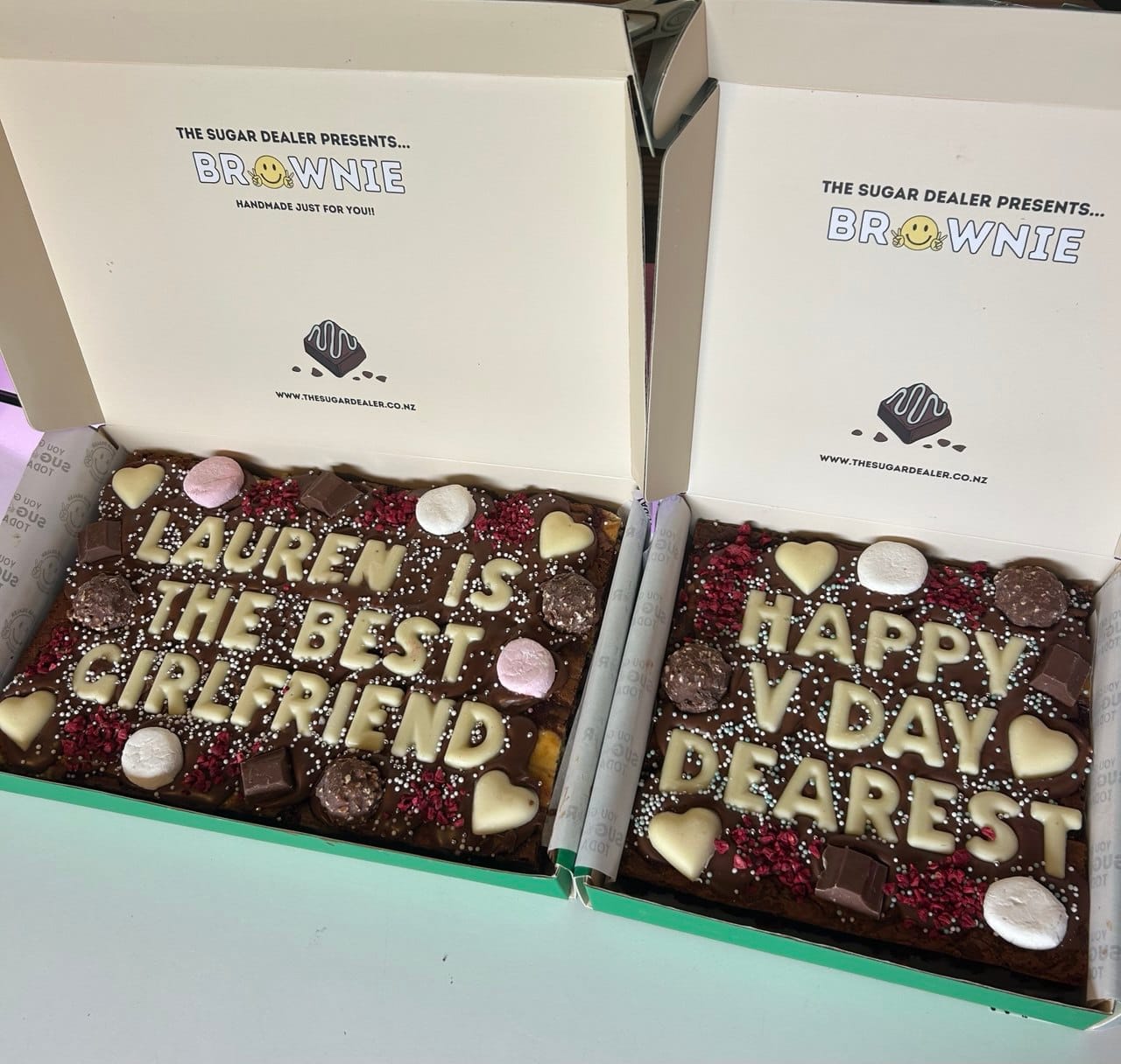 Customer photo review of Mega custom message heart brownie