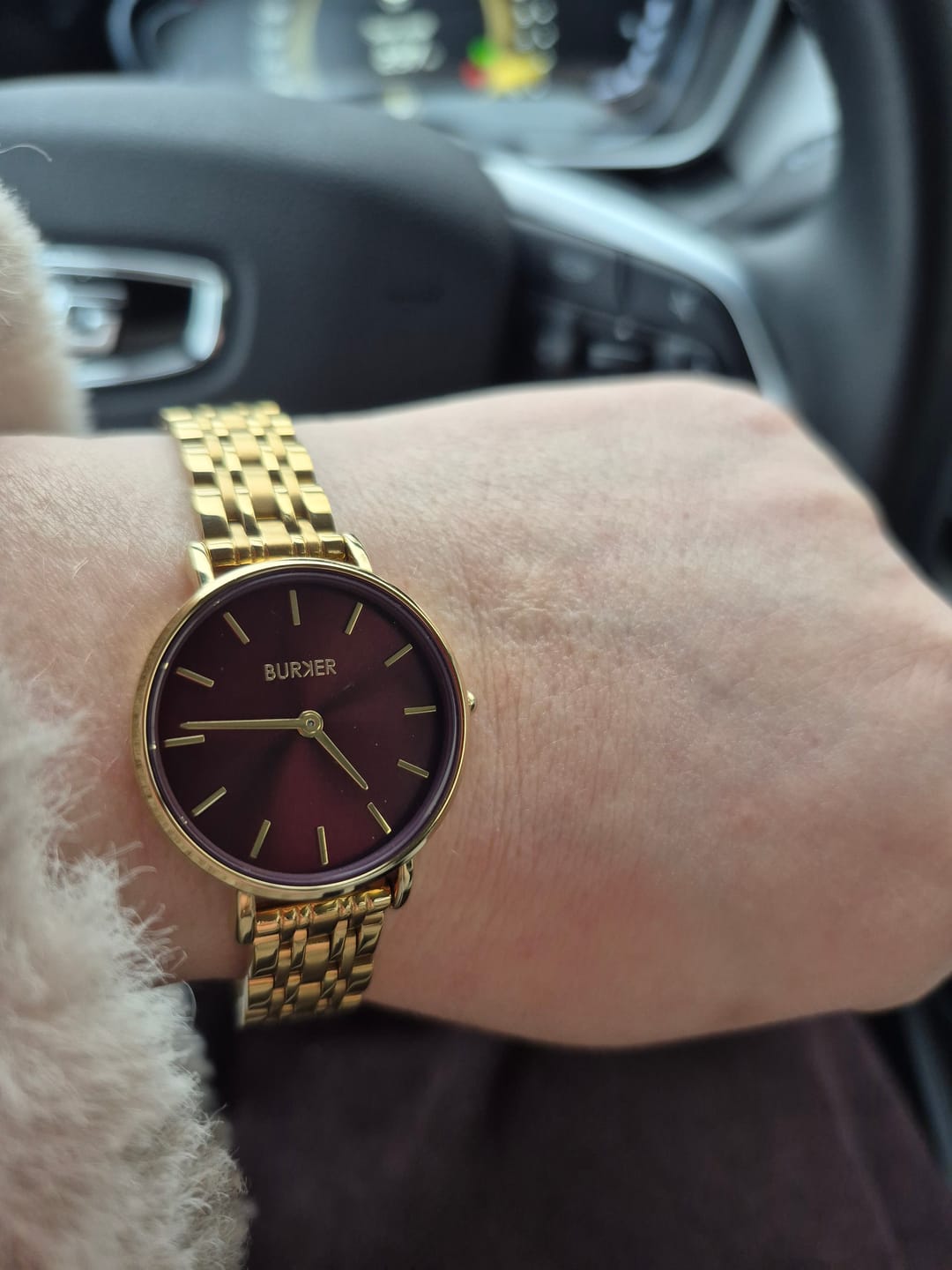 Customer photo review of Ruby Petite Gold Burgundy