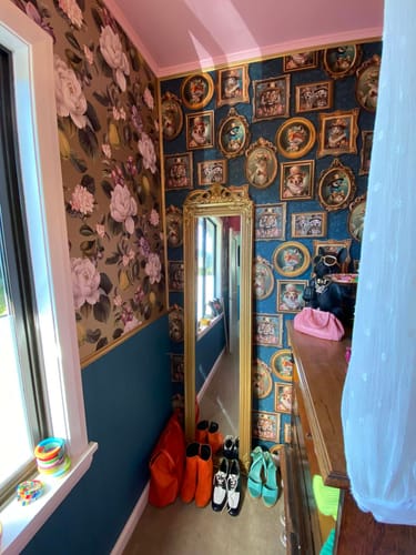 Customer photo review of Regal Beasts - Whimsical Animal Wallpaper - Navy