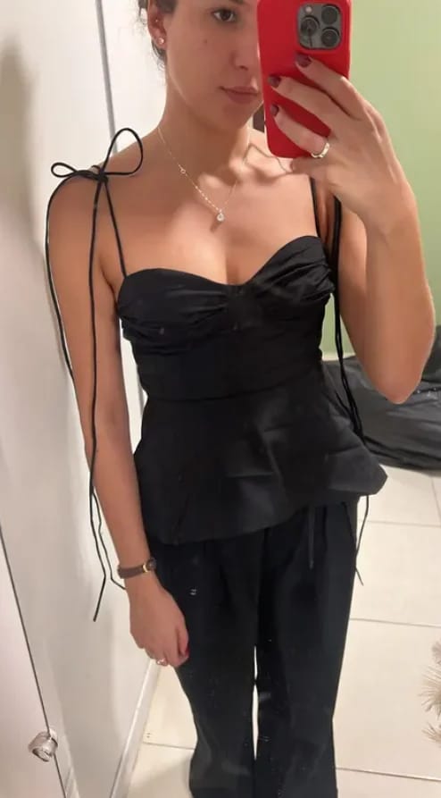 Customer photo review of Jada Peplum Corset Cami Top
